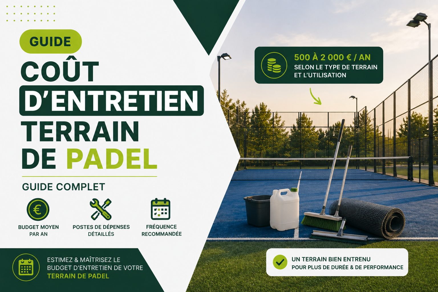 Guide complet sur le coût d'entretien d'un terrain de padel