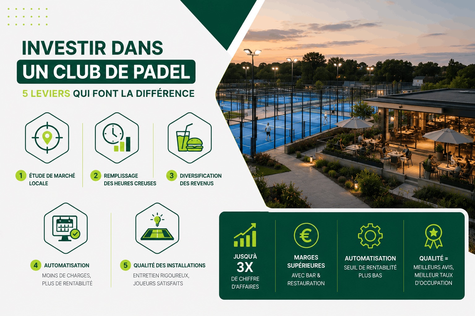 Investir dans un club de padel : les 5 leviers de rentabilité