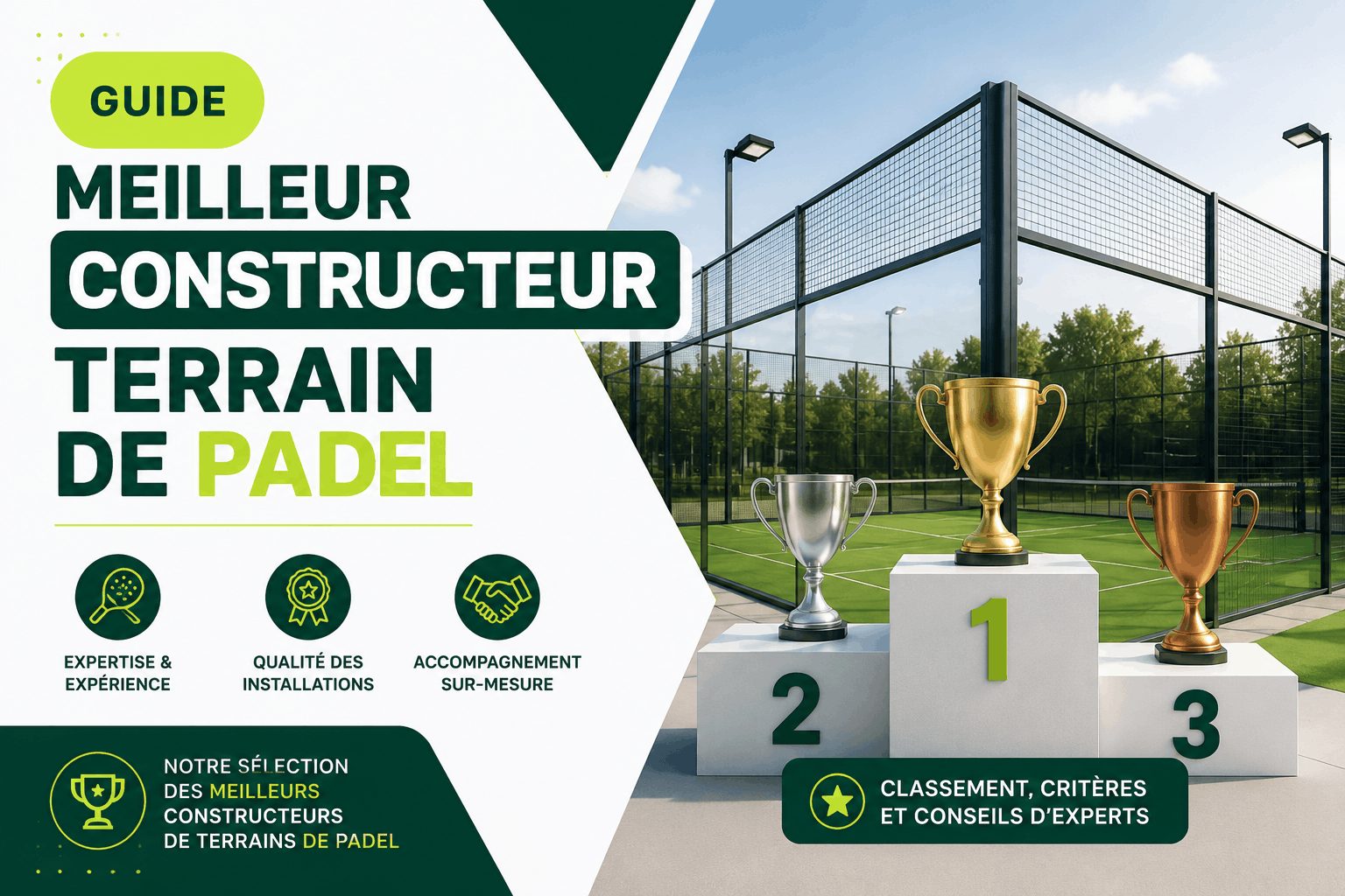 Comparatif des meilleurs constructeurs de terrain de padel en France : podium des fabricants